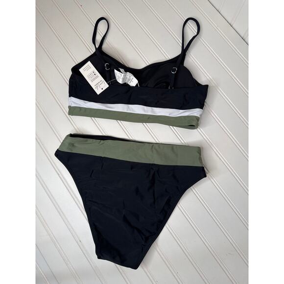 NWT Cupshe Black Colorblock Bralette & High Waist Bikini Swimsuit BUNDLE Size M - Picture 7 of 7
